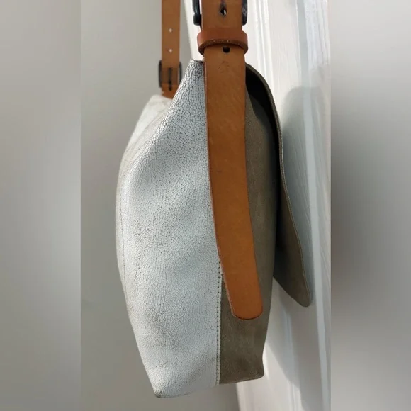 ✨MASSIMO PALOMBA Crossbody Satchel Messenger Bag in Suede & Distressed Leather